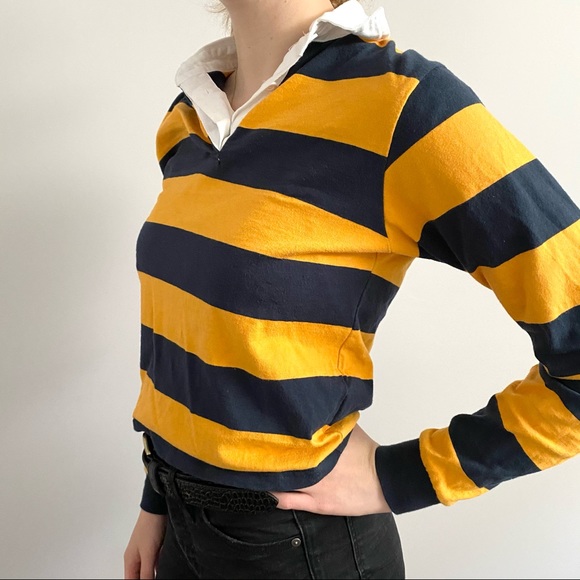 Harlow Navy and Mustard Collared Long Sleeve XS - Picture 3 of 7
